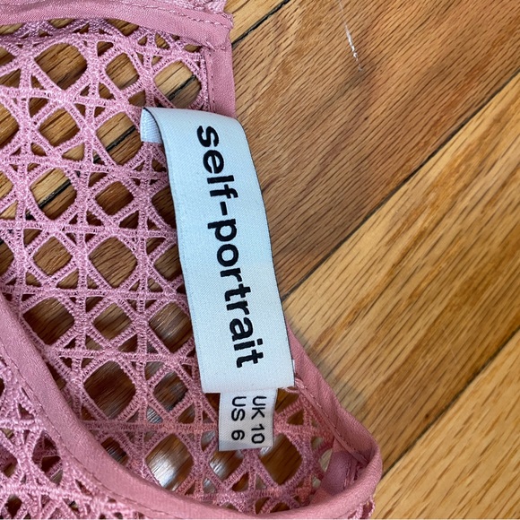 SELF PORTRAIT | Crosshatch Frill Mini Dress Mini Dress in Pink 💕 - Picture 8 of 9